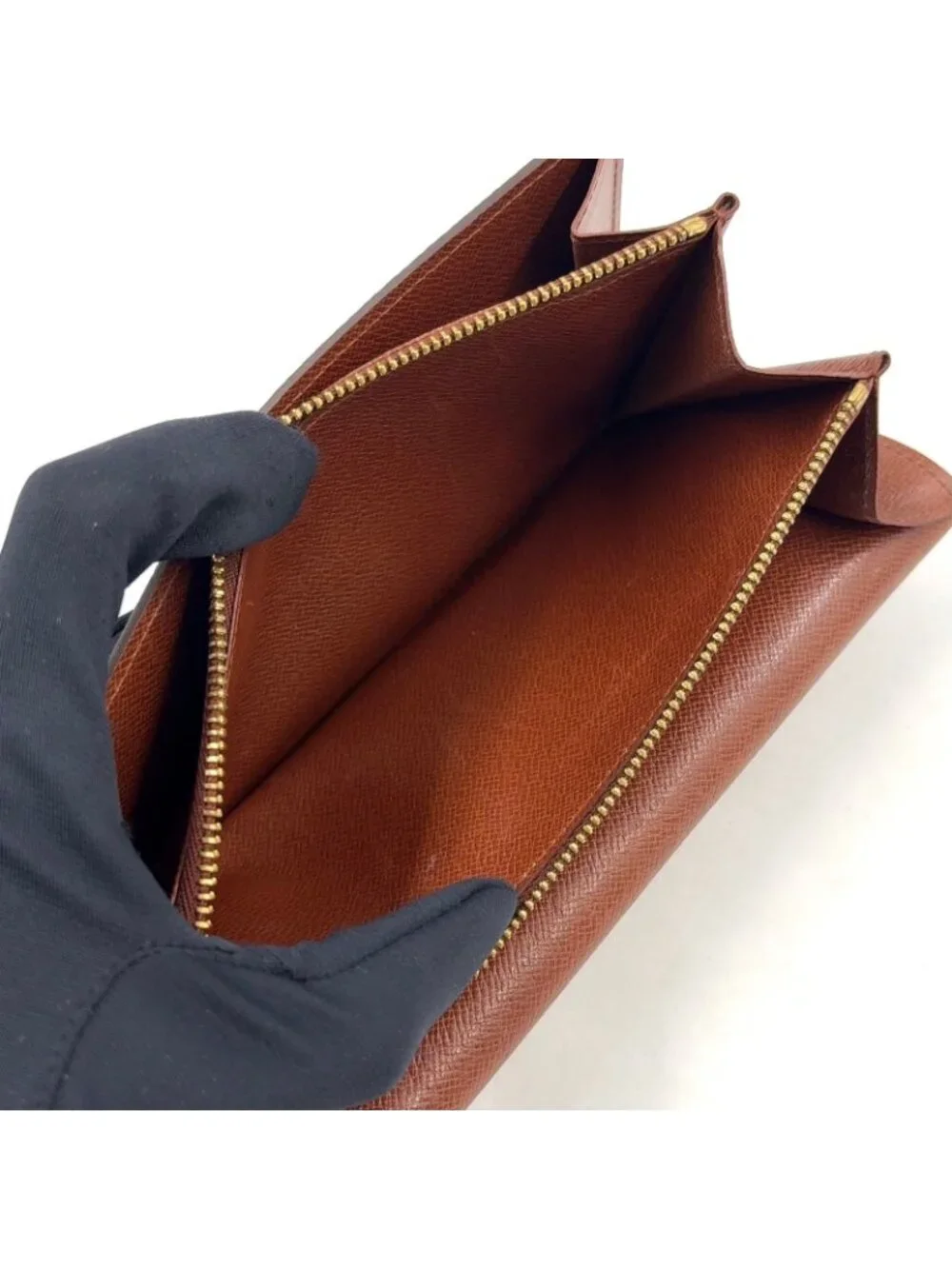 Louis Vuitton Portefeuille Cles Monogram Leather Brown Wallet Gold